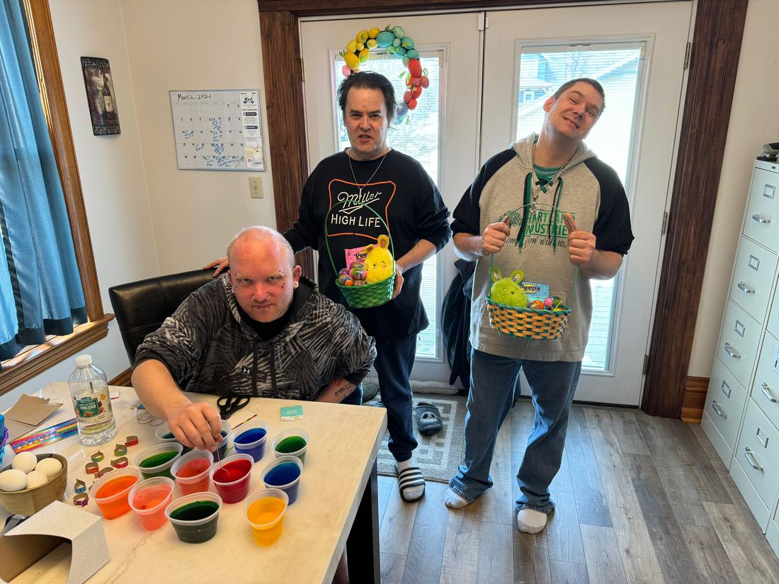 Residents taking part in an art workshop